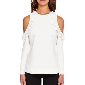 Ted Baker Steffe Ruffled Cold-shoulder Top Ivory White